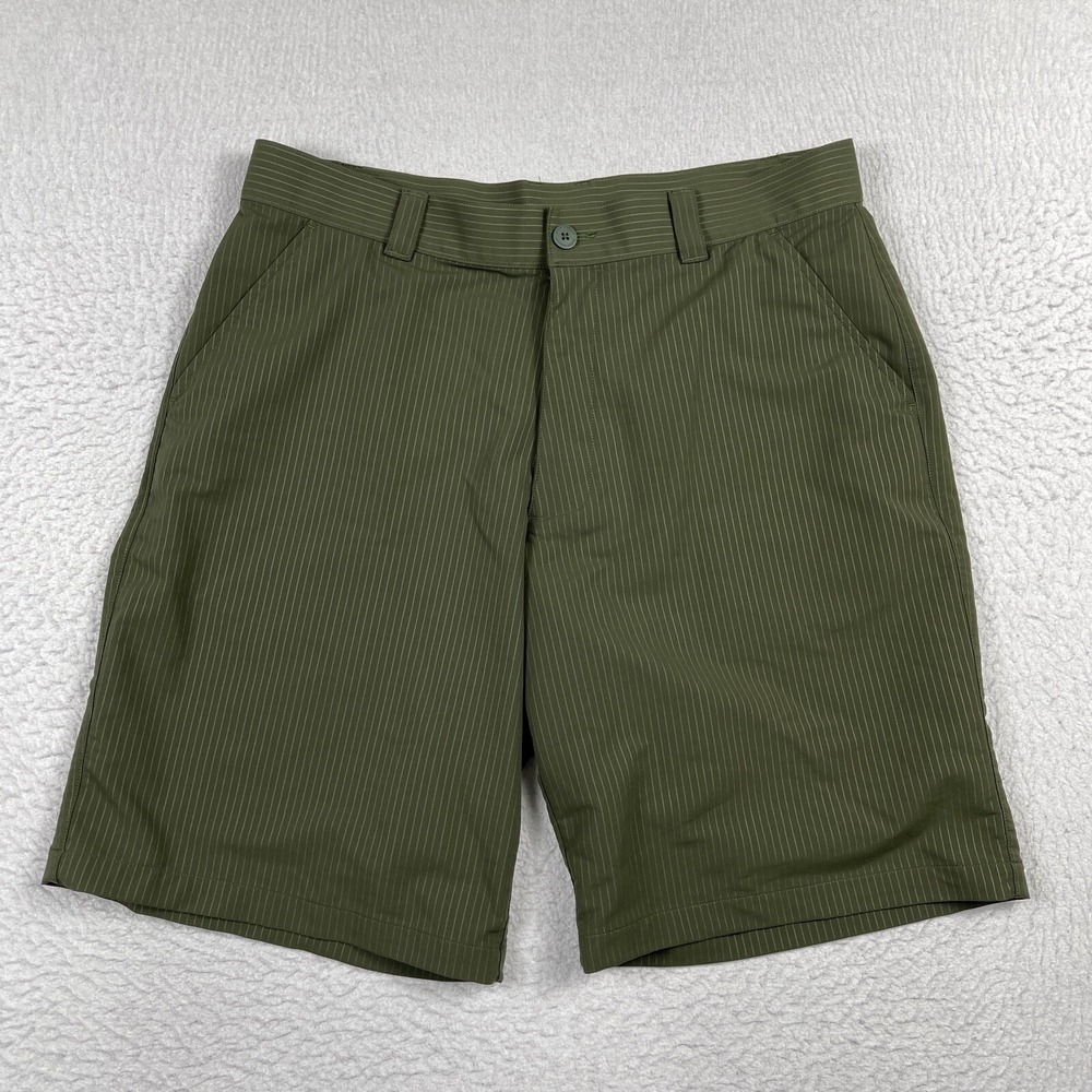 Under Armour Golf Shorts Mens 36 Green HeatGear Pinstripe Loose Athletic Summer